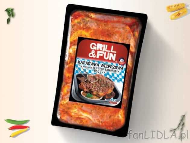 Grill&Fun Karkówka wieprzowa w marynacie , cena 6,00 PLN za 600 g/1 opak., ...