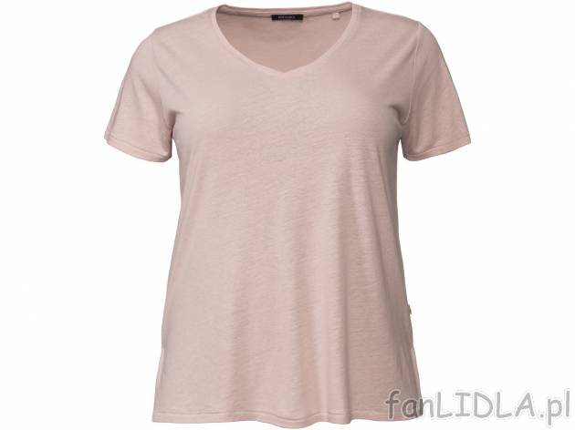 T-shirt z lnem , cena 34,99 PLN 
- 55% lnu, 45% wiskozy (LENZING™ ECOVERO™)
- ...