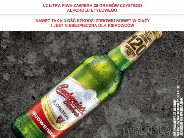 Budweiser Piwo jasne , cena 2,00 PLN za 500 ml/1 but., 1 l=4,98 PLN.