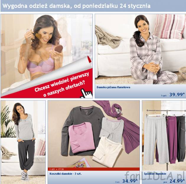 Piżama damska flanelowa z Lidla Jolinesse