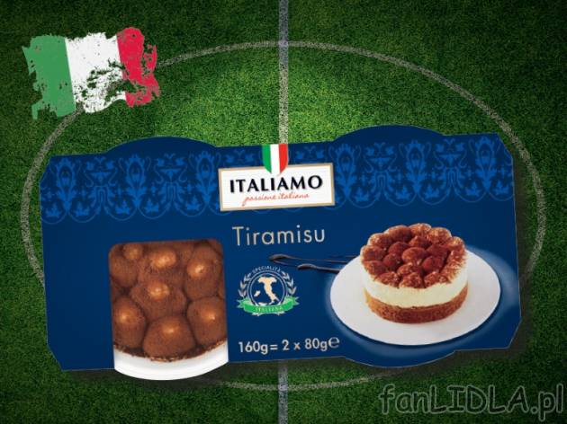 Włoski deser Tiramisu , cena 4,00 PLN za 2 x 80 g, 100 g=3,12 PLN.