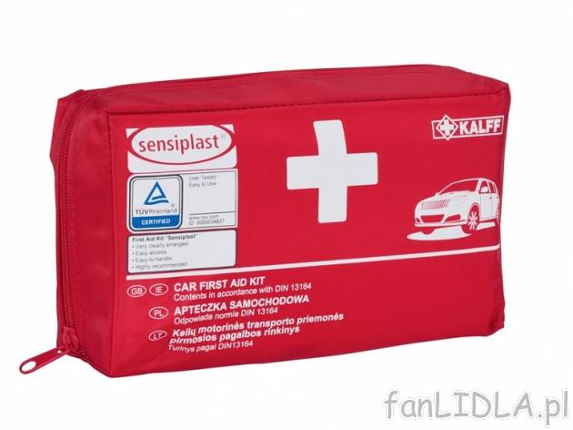 Apteczka samochodowa Sensiplast, cena 19,99 PLN za 1 szt. 
- zawartość według ...