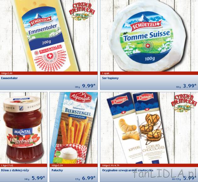 Emmentaler Schuetzli, Ser toiony, Dżem z dzikiej róży Maintal, Paluchy, Orryginalne ...