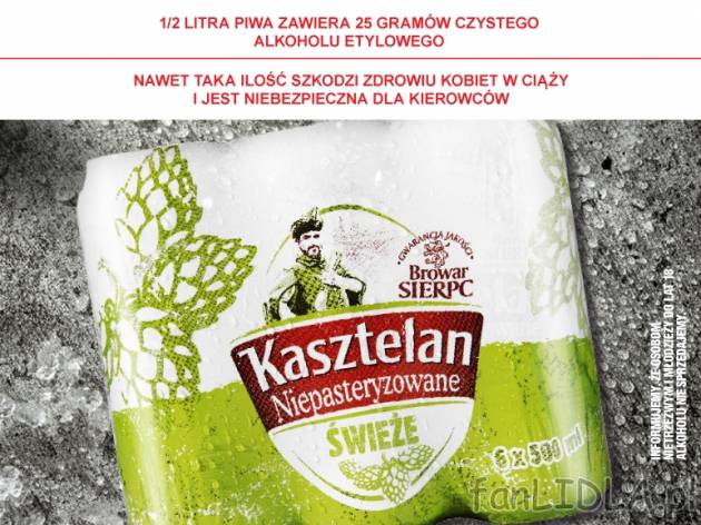 Kasztelan niepasteryzowany 6-pak , cena 11,00 PLN za 6 x 500 ml, 1 l=4,00 PLN. 
*cena ...