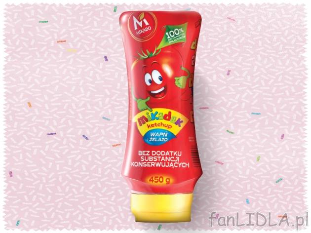 Mikado Ketchup dla dzieci , cena 3,00 PLN za 450g/1 opak, 1kg=8,87 PLN.