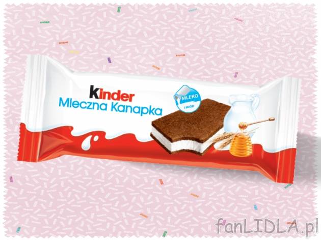 Kinder Mleczna kanapka , cena 1,00 PLN za 28g/1 opak, 100g=4,96 PLN.