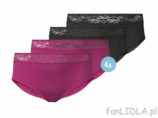 Majtki z koronką, 4 pary , cena 29,99 PLN  
-  rozmiary: XL-3XL
-  z wysokim stanem