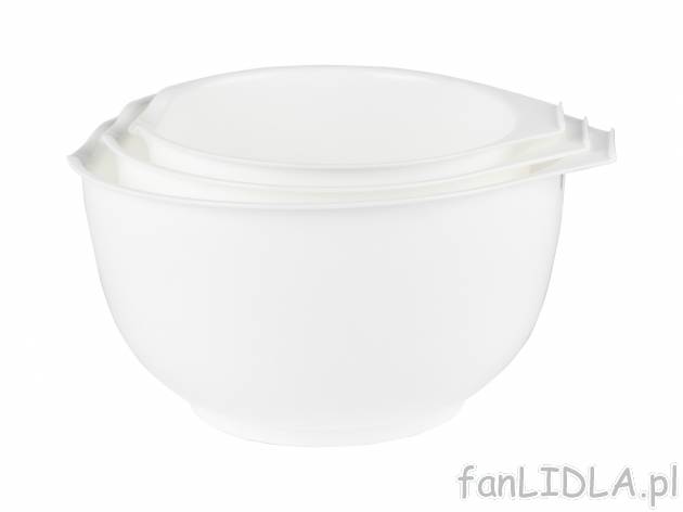 Zestaw 3 misek Ernesto, cena 9,99 PLN 
- ok. 1,5 / 2 / 3 l
- z praktycznym dzióbkiem ...