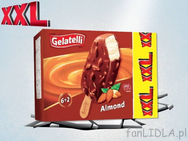 Gelatelli Lody na patyku , cena 9,00 PLN za 8 x 120 ml/1 opak., 1 l=9,38 PLN.
