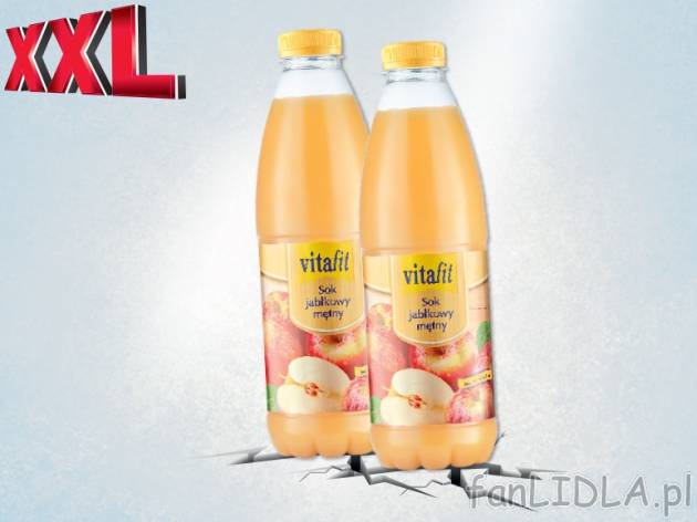 Vitafit Sok jabłkowy mętny, bezpośrednio wyciskany, 2 x 1 l , cena 6,00 PLN za ...