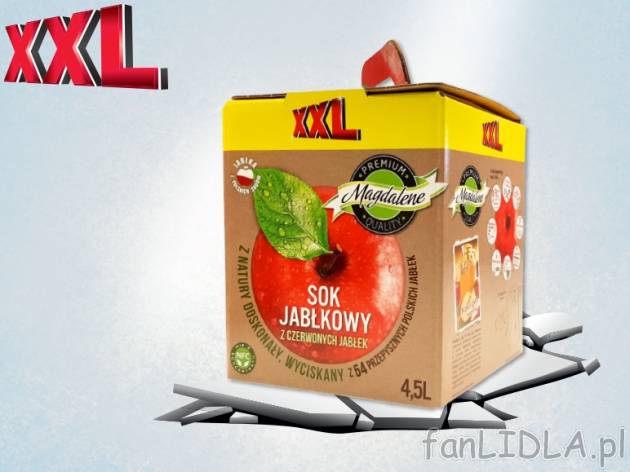 Magdalene Sok jabłkowy , cena 14,00 PLN za 4,5 l/1 opak., 1 l=3,33 PLN.