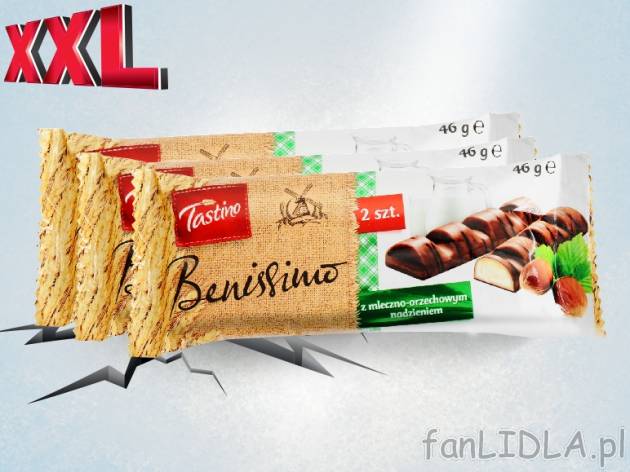 Tastino Benissimo Wafelki z nadzieniem w czekoladzie 3 szt. , cena 3,00 PLN za 138 ...