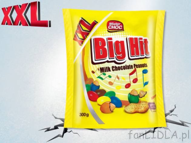 Mister Choc Orzeszki ziemne w czekoladzie mlecznej , cena 4,00 PLN za 300 g/1 opak., ...