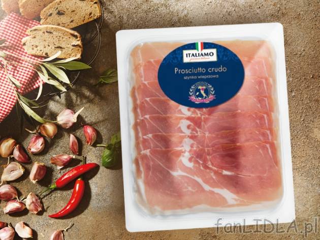 Włoska szynka dojrzewająca , cena 7,00 PLN za 100 g/1 opak.