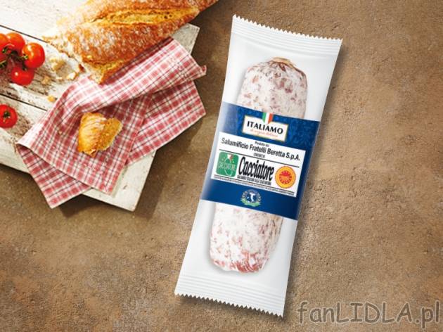 Salami Cacciatore , cena 7,00 PLN za 180 g/1 opak., 100 g=4,44 PLN.