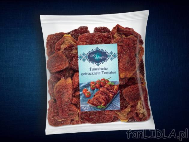 Suszone pomidory tunezyjskie , cena 7,00 PLN za 250 g/1 opak., 100 g=3,20 PLN.