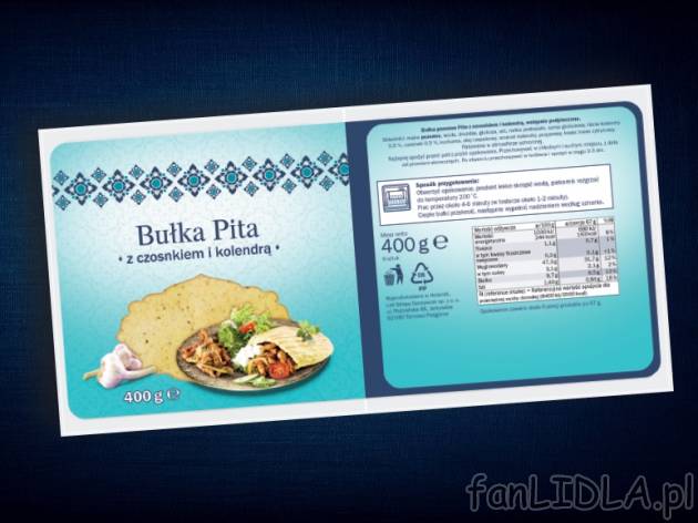 Bułeczki pita z czosnkiem , cena 4,00 PLN za 400 g/1 opak., 1 kg=12,48 PLN.
