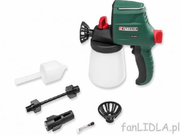 Pistolet natryskowy Parkside, cena 89,90 PLN za 1 szt. 
- szybkie nakładanie farby, ...