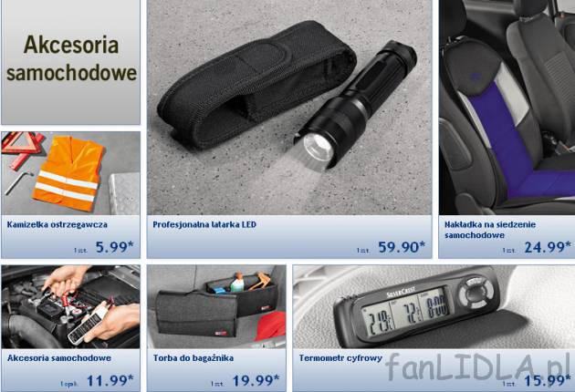 Akcesoria samochodowe z Lidla. Torba do bagażnika, kamizelka ostrzegawcza, termometr ...