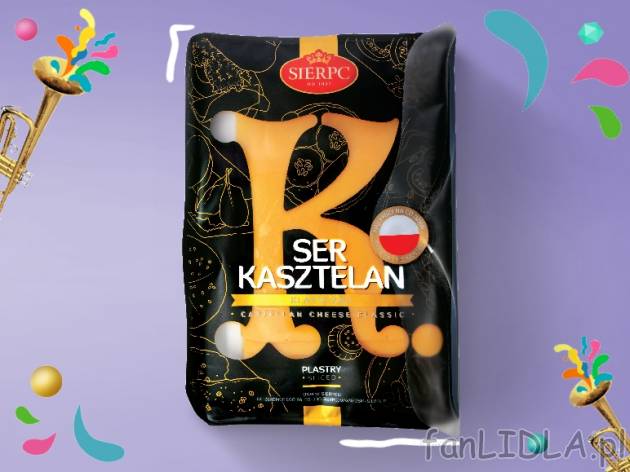 Sierpc Ser Kasztelan, w plastrach , cena 2,00 PLN za 150 g/1 opak., 100 g=1,99 PLN. ...