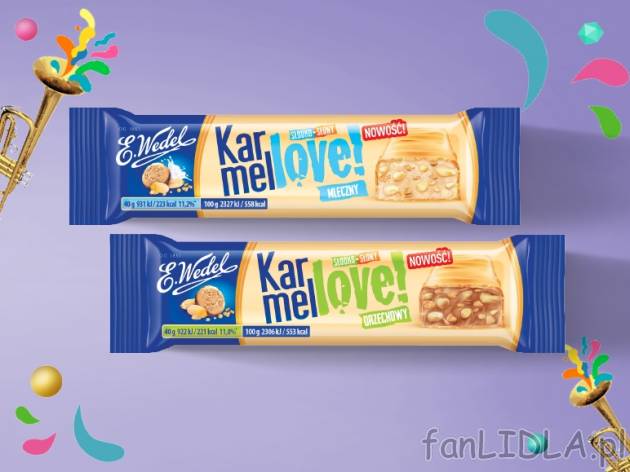 Wedel Baton karmelowy mleczny lub orzechowy , cena 1,00 PLN za 40 g/1 opak., 100 ...