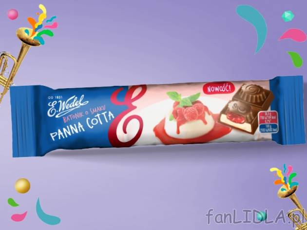 Wedel Batonik o smaku Panna Cotta , cena 1,00 PLN za 36,5 g/1 opak., 100 g=3,53 PLN.