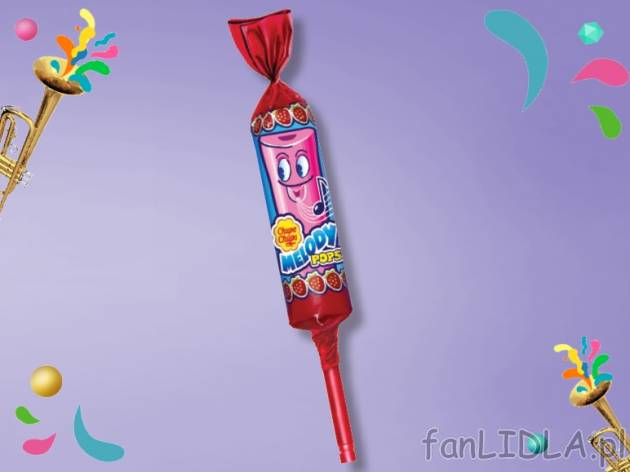 Lizak Chupa Chups Melody , cena 0,00 PLN za 15 g/1 opak., 100 g=6,60 PLN.