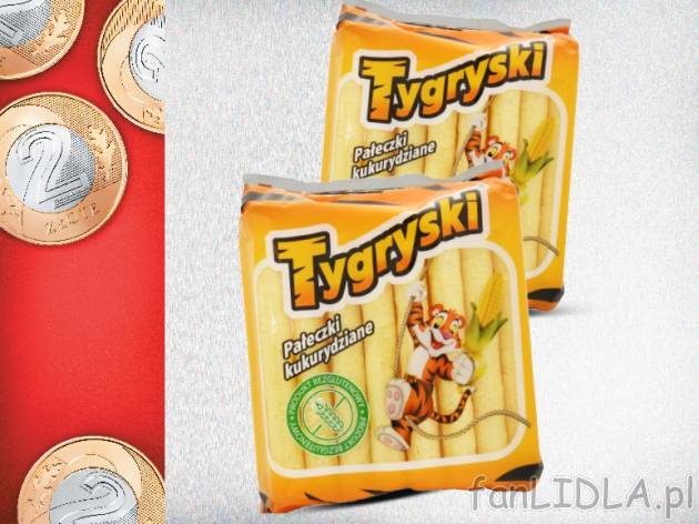 Tygryski Chrupki kukurydziane 2 opakowania , cena 2,00 PLN za 2 x 60 g, 100 g=1,67 ...