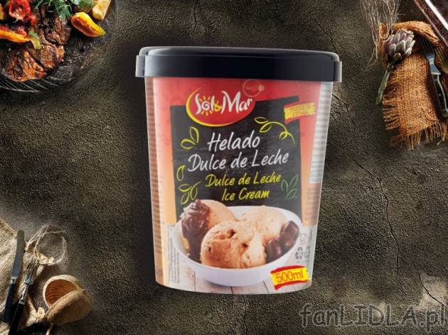 Lody karmelowe z kremem , cena 7,00 PLN za 500 ml/1 opak., 1 l=15,98 PLN.