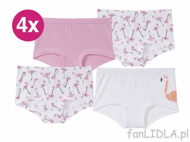 Majtki dziewczęce, 4 pary* Lupilu, cena 15,99 PLN 
- 100% bawełny
- rozmiary: ...