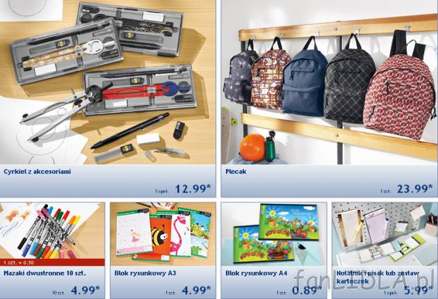 Cyrkiel z akcesoriami, plecak do szkoły cena 23,99PLN. Mazaki dwustronne, blok ...