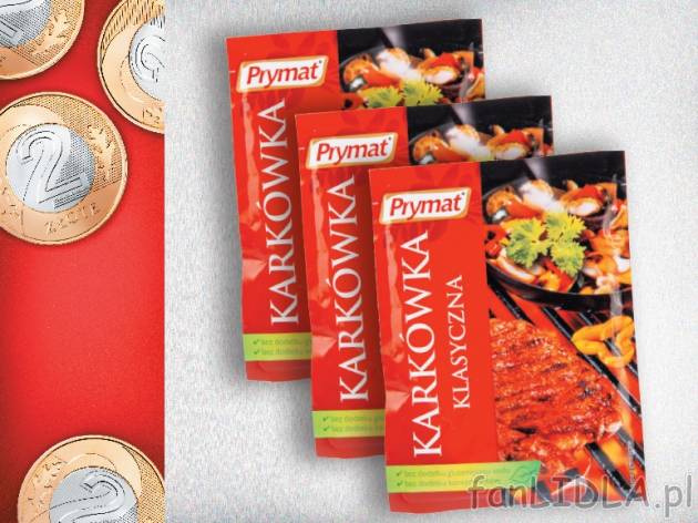 Prymat przyprawa 3 szt. , cena 2,00 PLN za 3x 20g/25g/30g, 100g=3,33/2,67/2,22 PLN.