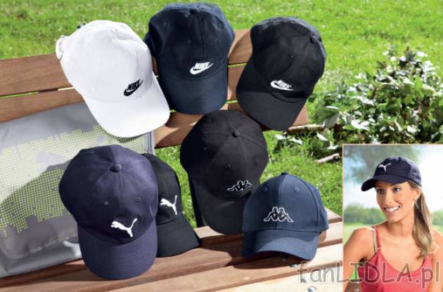 Czapka z daszkiem cena 25,99PLN
- wykonana z bawełny
- z nadrukiem Nike, Puma ...