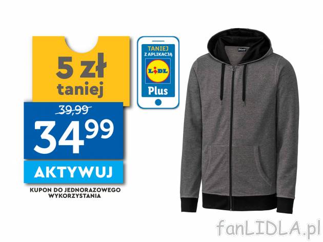 Bluza dresowa Crivit, cena 39,99 PLN 
- rozmiary: M-XL
- kaptur ze sznurkiem do ...