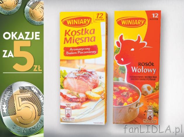 Winiary Bulion, 2 opak. , cena 5,00 PLN za 2 x 120 g, 100 g=2,08 PLN. 
*cena wyłacznie ...