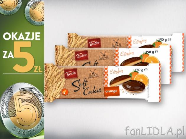 tastino Biszkopty z galaretką, 3 opak. , cena 5,00 PLN za 3 x 150 g, 1 kg=11,11 ...