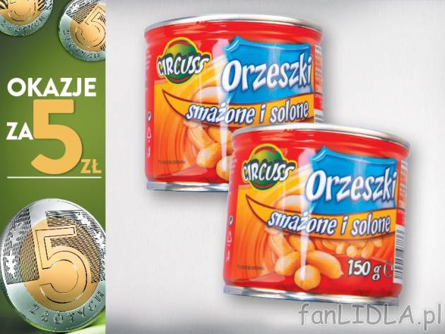 Circuss Orzechy ziemne, 2 opak. , cena 5,00 PLN za 2 x 150 g, 1 kg=16,67 PLN. 
* ...
