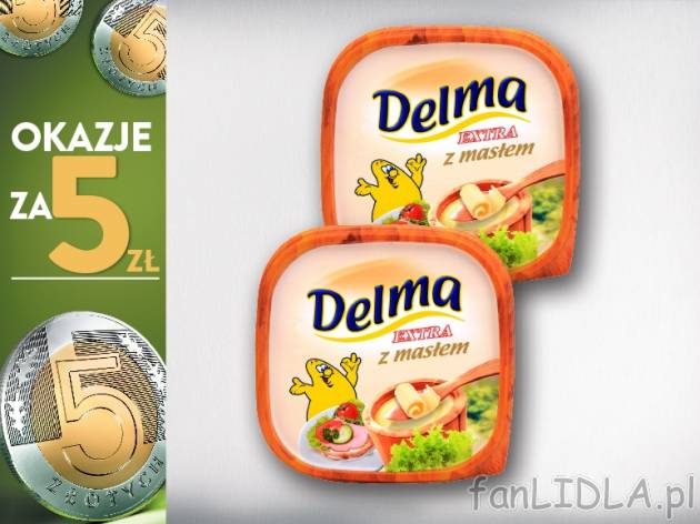 Delma Margaryna Extra , cena 5,00 PLN za 2 x 450 g, 1 kg=5,56 PLN. 
* cena wyłącznie ...