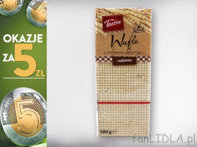 Tastino Wafle czekoladowe , cena 5,00 PLN za 500 g/1 opak., 1 kg=10,00 PLN.