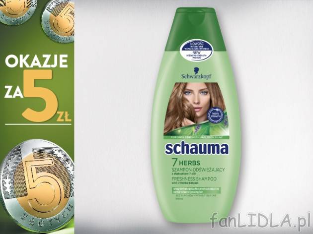 Schauma Szampon dla kobiet lub mężczyzn , cena 5,00 PLN za 400 ml/1 opak., 1 l=12,50 ...