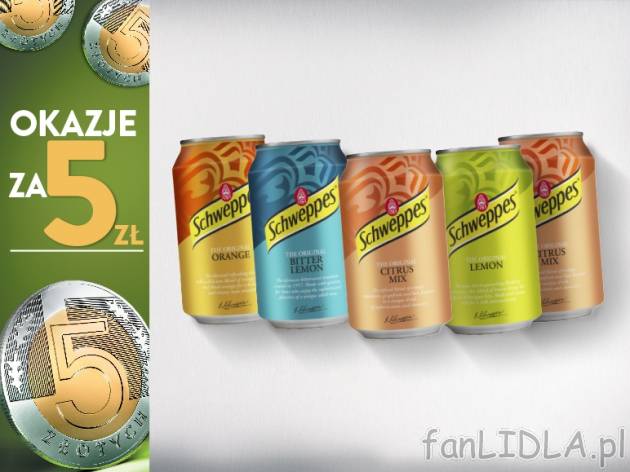 Schweppes Napój gazowany , cena 5,00 PLN za 5 x 330 ml, 1 l=3,03 PLN. 
* cena ...