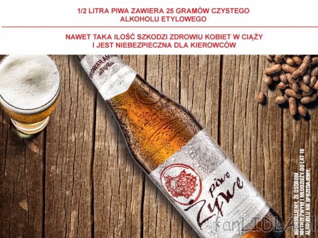Piwo Żywe Niepasteryzowane , cena 3,00 PLN za 500 ml/1 but., 1 l=6,98 PLN.