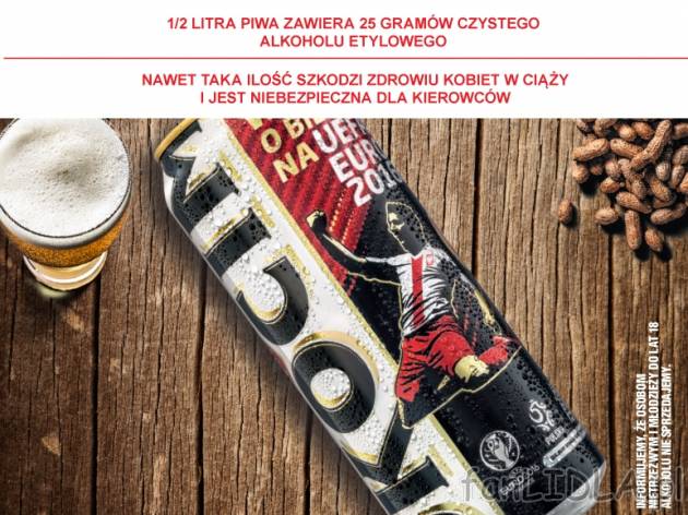Okocim Mocne , cena 2,00 PLN za 500 ml/1 pusz., 1 l=5,58 PLN.