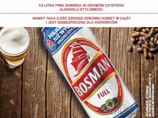 Bosman Full Piwo* , cena 1,00 PLN za 500 ml/1 pusz., 1 l=3,98 PLN. 
* produkt dostępny ...