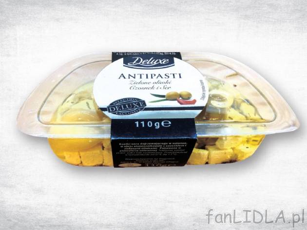 Deluxe Przekąska serowa z czosnkiem i oliwkami , cena 3,00 PLN za 110 g/1 opak., ...