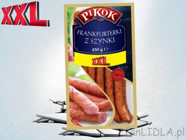 Pikok Frankfurterki z szynki , cena 8,00 PLN za 450 g/1 opak., 1 kg=19,98 PLN.