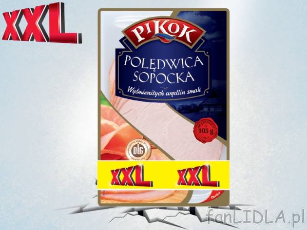 Pikok Polędwica sopocka w plastrach , cena 3,00 PLN za 125 g/1 opak., 100 g=2,79 PLN.