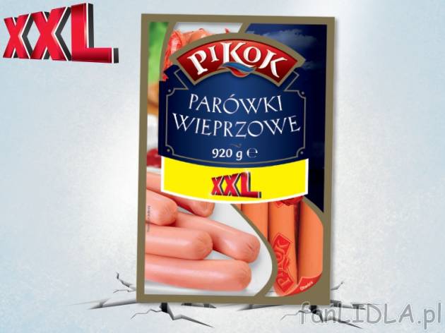 Pikok Parówki wieprzowe , cena 9,00 PLN za 920 g/1 opak., 1 kg=10,86 PLN.