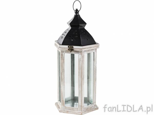 Drewniana latarnia Melinera, cena 49,99 PLN 
- ok. 17,5 x 20 x 44 cm (dł. x szer. ...