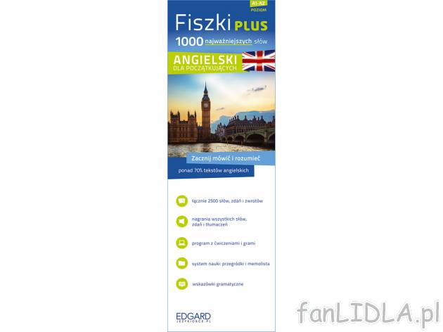 Fiszki , cena 34,99 PLN za 1 opak. Fiszki z angielskiego, 1000 najważniejszych słów.